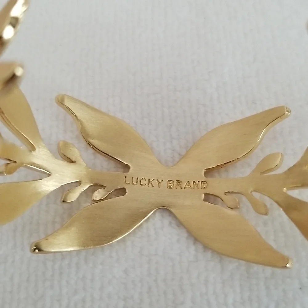 New Lucky Brand Organic Leaf Cuff Bracelet - Picture 6 of 7